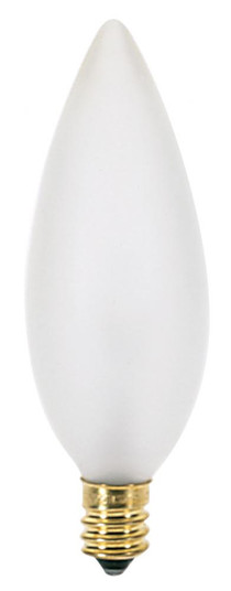 25 Watt BA9 1/2 Incandescent; Frost; 1500 Average rated hours; 212 Lumens; Candelabra base; 120 Volt (27|S3285)