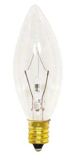 25 Watt B8 Incandescent; Clear; 1500 Average rated hours; 212 Lumens; Candelabra base; 130 Volt (27|S3346)
