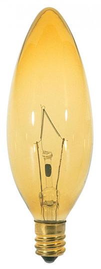 60 Watt BA9 1/2 Incandescent; Transparent Amber; 1500 Average rated hours; Candelabra base; 120 Volt (27|S3819)