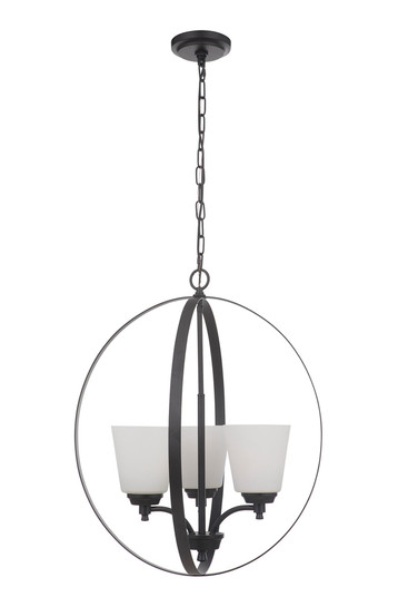 Tyler 3 Light Foyer in Flat Black (White Glass) (20|50233-FB-WG)