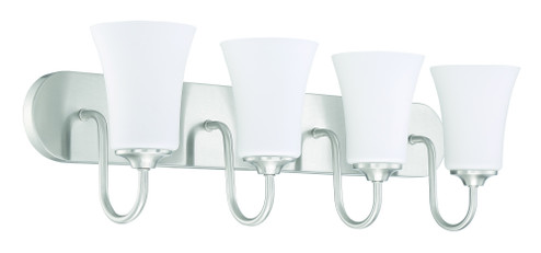 Gwyneth 4 Light Vanity in Brushed Polished Nickel (White Glass) (20|50404-BNK-WG)