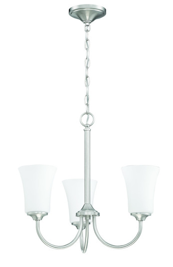 Gwyneth 3 Light Chandelier in Brushed Polished Nickel (White Glass) (20|50423-BNK-WG)