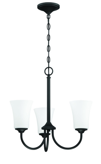 Gwyneth 3 Light Chandelier in Flat Black (White Glass) (20|50423-FB-WG)