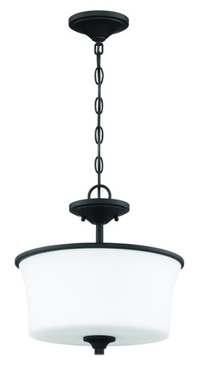 Gwyneth 2 Light Convertible Semi Flush in Flat Black (White Glass) (20|50452-FB-WG)