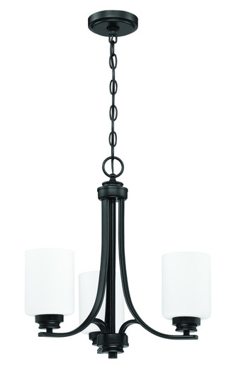 Bolden 3 Light Chandelier in Flat Black (White Glass) (20|50523-FB-WG)