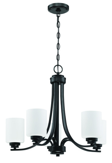 Bolden 5 Light Chandelier in Flat Black (White Glass) (20|50525-FB-WG)
