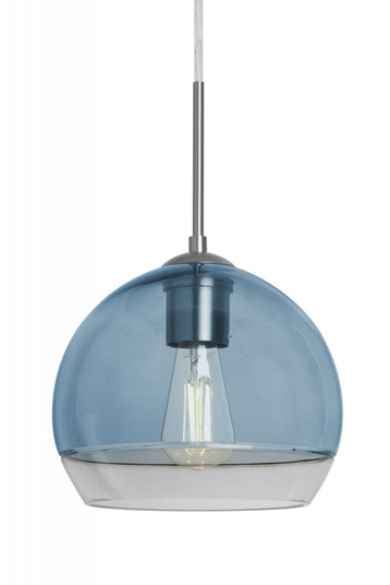 Besa, Ally 8 Cord Pendant, Coral Blue/Clear, Satin Nickel Finish, 1x5W LED Filament (127|1JT-ALLY8BL-EDIL-SN)