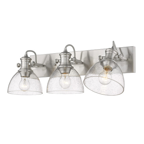 Yep by Golden Lighting Hines 3-light Vanity in Pewter and Seeded Glass (36|3118-BA3 PW-SD)