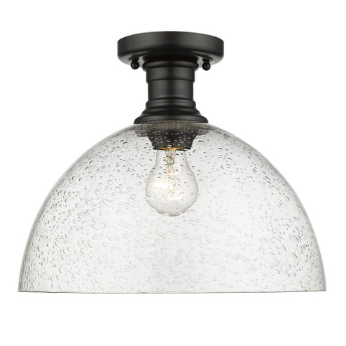 Yep by Golden Lighting Hines 1-light 14 in Semi-Flush Mount in Matte Black and Seeded Glass (36|3118-SF14 BLK-SD)