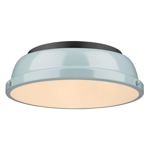 Yep by Golden Lighting Duncan 2-light Flush Mount in Matte Black and Seafoam shade (36|3602-14 BLK-SF)