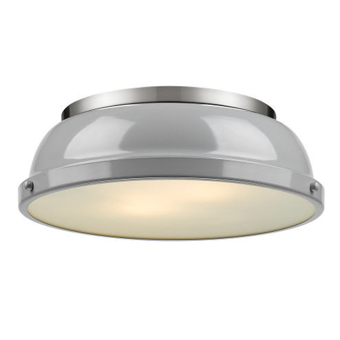 Yep by Golden Lighting Duncan 2-light Flush Mount in Pewter and Gray shade (36|3602-14 PW-GY)