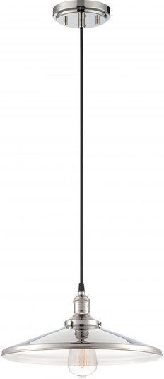 Vintage; 1 Light; Pendant with Matching Shade; Vintage Lamp Included; Polished Nickel Finish (81|60/5409)