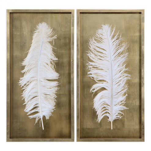 Uttermost White Feathers Gold Shadow Box Set/2 (85|04057)