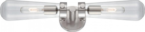Beaker; 2 Light; Wall Sconce with Clear Glass; Vintage lamps Included; Brushed Nickel Finish (81|60/5263)