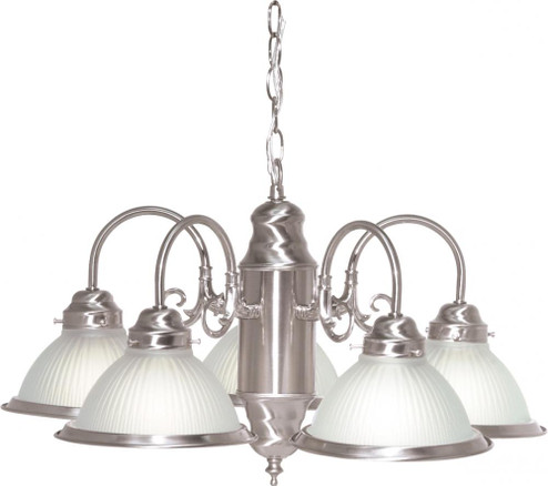 5 Light - Chandelier with Frosted Ribbed Glass - Brushed Nickel Finish (81|SF76/695)