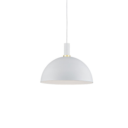 Archibald 16-in White With Gold Detail 1 Light Socket Pendant (461|492316-WH/GD)