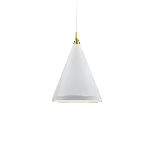 Dorothy 16-in White With Gold Detail 1 Light Socket Pendant (461|492716-WH/GD)
