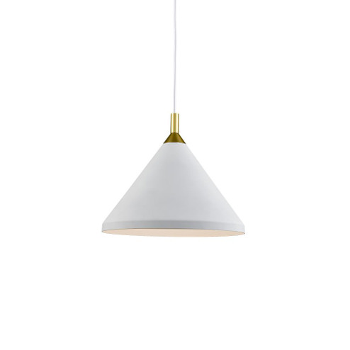 Dorothy 14-in White With Gold Detail 1 Light Socket Pendant (461|492814-WH/GD)