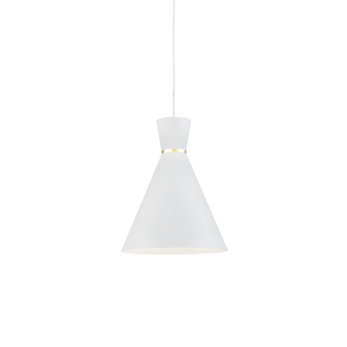 Vanderbilt 10-in White With Gold Detail 1 Light Socket Pendant (461|493210-WH/GD)
