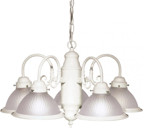 5 Light - Chandelier with Frosted Ribbed Glass - Textured White Finish (81|SF76/693)