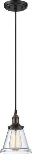 Vintage; 1 Light; Pendant with Clear Glass; Vintage Lamp Included; Rustic Bronze Finish (81|60/5502)