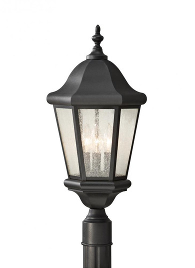 Martinsville traditional 3-light outdoor exterior post lantern in black finish with clear seeded gla (38|OL5907BK)