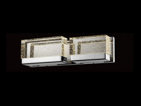 The Original Glacier Avenue 18'' LED Vanity Bath Bar in Polished Nickel with Bubbled Crystal Shad (4450|HF3002-PN)