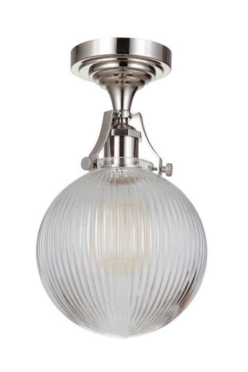 State House 1 Light Clear Ribbed Globe Semi Flush in Polished Nickel (20|X8326-PLN-C)