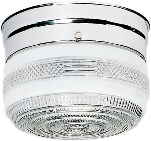 1 Light - 6'' Flush with White and Crystal Accent Glass - Polished Chrome Finish (81|SF77/100)