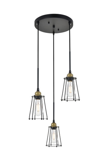 Auspice 3 Light Brass and Black Pendant (758|LD4047D16BRB)