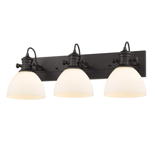 Yep by Golden Lighting Hines 3-light Vanity in Rubbed Bronze and Opal Glass (36|3118-BA3 RBZ-OP)