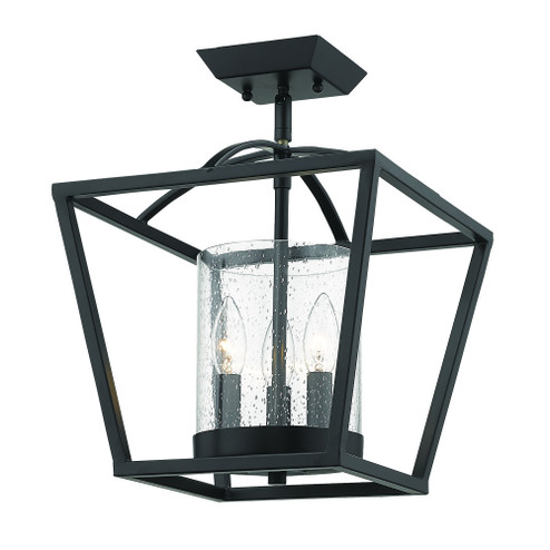 Golden Lighting Mercer 3-light Semi-Flush Mount in Matte Black (36|4309-SF BLK-BLK-SD)