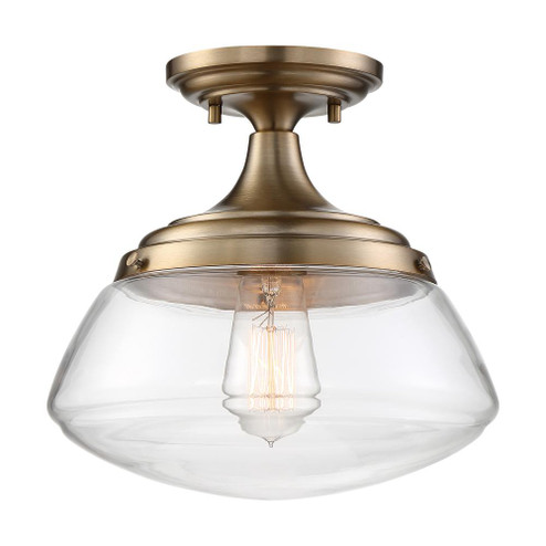 Kew - 1 Light Semi Flush - with Clear Glass - Burnished Brass Finish (81|60/6797)