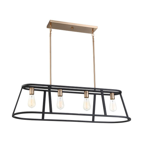 Chassis- 4 Light Island Pendant - Copper Brushed Brass and Matte Black Finish (81|60/6644)