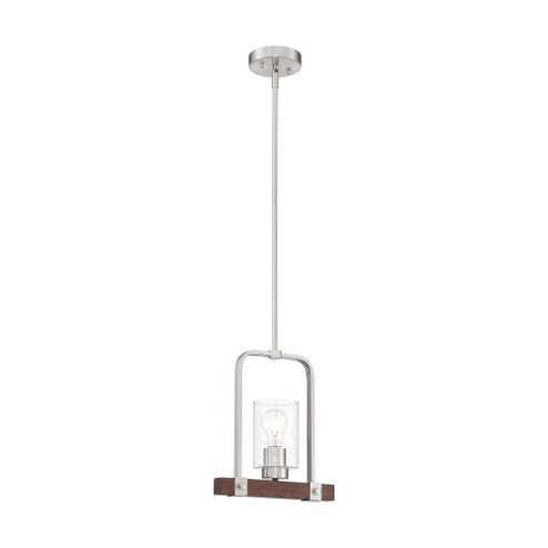 Arabel - 1 Light Mini Pendant - with Clear Seeded Glass -Brushed Nickel and Nutmeg Wood Finish (81|60/6965)