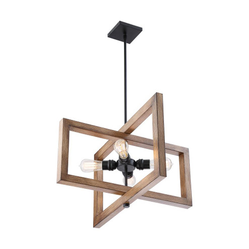 Beacon - 4 Light Large Pendant - Black and Honey Wood Finish (81|60/6825)