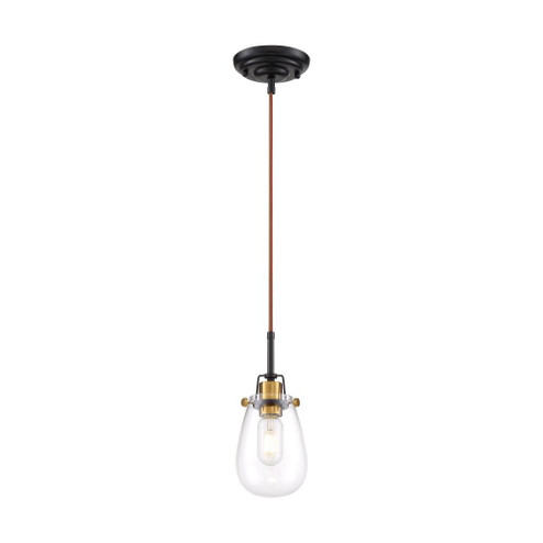 Toleo- 1 Light Mini Pendant - with Clear Glass - Black Finish with Vintage Brass Accents (81|60/6852)