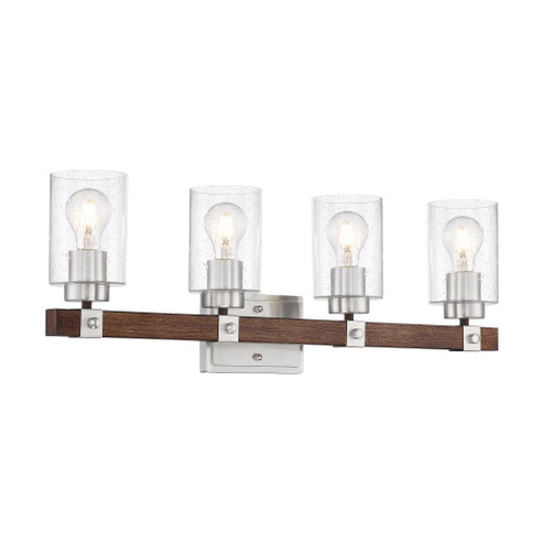 Arabel - 4 Light Vanity - with Clear Seeded Glass -Brushed Nickel and Nutmeg Wood Finish (81|60/6964)