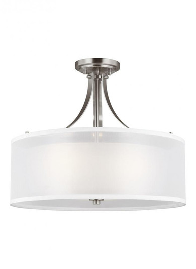 Elmwood Park traditional 3-light LED indoor dimmable ceiling semi-flush mount in brushed nickel silv (38|7737303EN3-962)