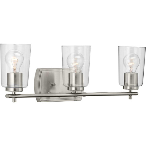 Adley Collection Three-Light Brushed Nickel Clear Glass New Traditional Bath Vanity Light (149|P300156-009)
