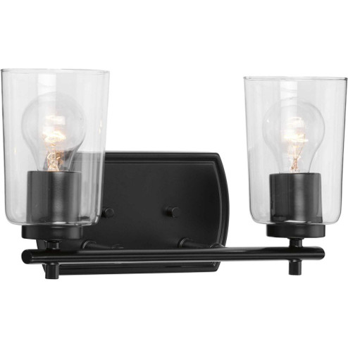 Adley Collection Two-Light Matte Black Clear Glass New Traditional Bath Vanity Light (149|P300155-031)