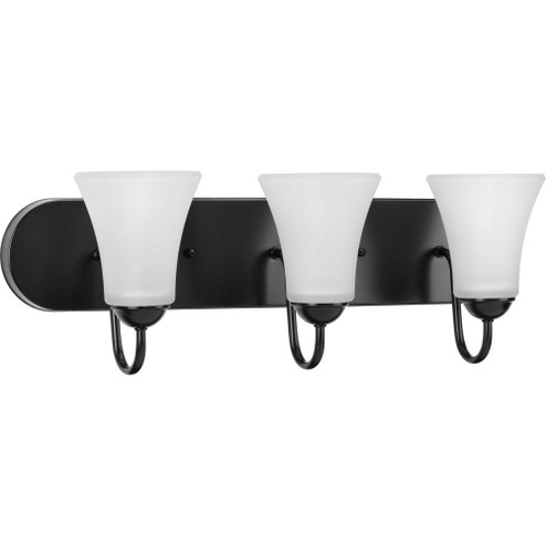 Classic Collection Three-Light Matte Black Etched Glass Traditional Bath Vanity Light (149|P300235-031)