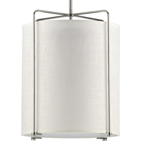 Kempsey Collection Three-Light Brushed Nickel Summer Linen Shade Farmhouse Pendant Light (149|P500139-009)