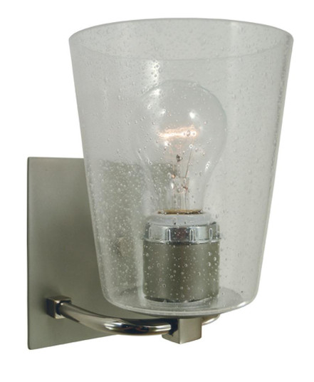 1-Light Satin Pewter/Polished Nickel/Clear Seedy Glass Mercer Bath Sconce (84|4851 SP/PN/CS)