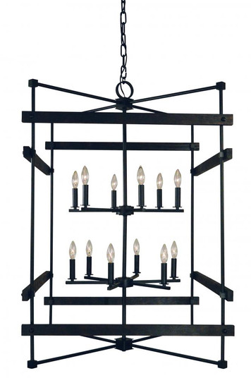 12-Light Matte Black Rustic Chic Chandelier (84|5278 MBLACK)