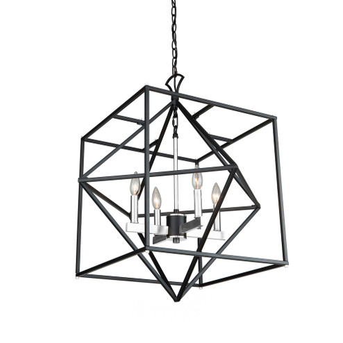 Roxton 4 Light Chandelier (Matte Black & Polished Nickel) (12|AC11204PN)