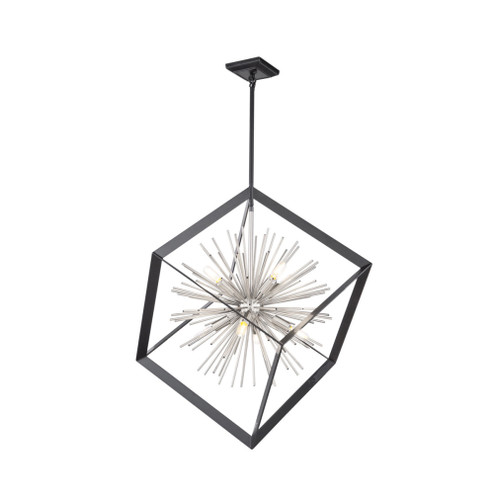 Sunburst 8 Light Chandelier (Matte Black & Chrome) (12|AC11440CH)