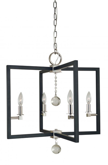 4-Light Polished Nickel/Matte Black Minimalist Elegant Dining Chandelier (84|5364 PN/MBLACK)