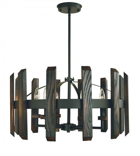 6-Light Matte Black Modern Farmhouse Dining Chandelier (84|5375 MBLACK)