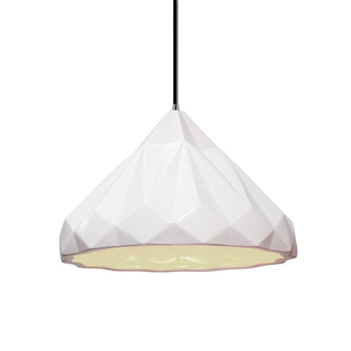 Geometric 1-Light Pendant (254|CER-6450-WHT-NCKL-BKCD)